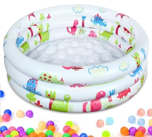 Piscina per Bambini ø90 cm, Piscina Gonfiabile Bambini, Piscina, Mini Piscina Gonfiabile, Piscina 3 Anelli, Piscinetta per Bambini, per Bambini, Piscina Coperta e All'aperto