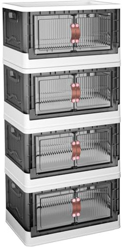 SavvyStor Storage Boxes with Lids - 95L* 4 Pack Large Plastic Storage Bins Collapsible Bin - Stackable Foldable Plastic Box for House Organizing Bedroom Dorm Room