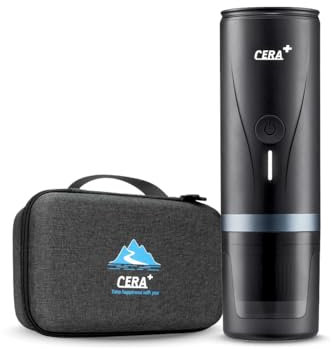 CERA+ Cafetera portátil con batería, café en polvo y cápsulas NS para máquina de café expreso con autocalentamiento y estuche de transporte para campistas de viaje