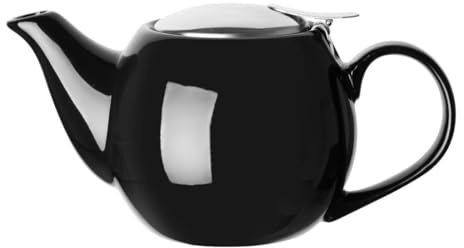 Olympia Cafe Teapot, Black - Stoneware Waterpot, Oven, Microwave and Dishwasher Safe CU958