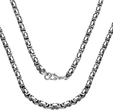 ChainsPro Königskette für Herren Damen Byzantinische Kette Halskette Edelstahl 4mm breit Schmuck Silber Farbe 55cm