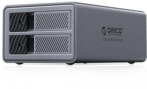 ORICO Aluminium RAID Festplatten Gehäuse für 2 Festplatten, USB 3.0 HDD Dockingstation für 3,5 Zoll HDD bis zu 2X 22TB, Unterstützt RAID 0/1 (9828RU3)