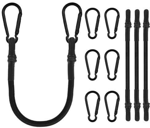 Adiwo 4 Stück Spanngummi mit Karabiner, 30cm Spanngummi mit Haken, Expander mit Karabinerhaken, Starker Gummispanner Gepäckspanner, Spanngurte mit Haken, Spanngurte Gummi