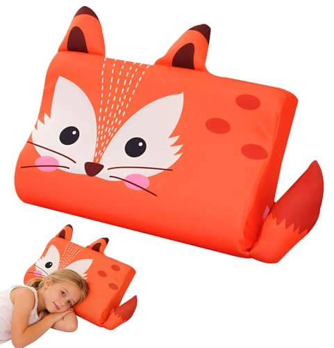 Afenau Cuscino per Bambini, 45x27x6cm Cuscino Schlummerkids, con Federa, Cuscino in Memory Foam, Ergonomico, Traspirante per Sonno Riposo cuscino bambino 3 Anni (Volpe, Unicorno) (Volpe (arancione))