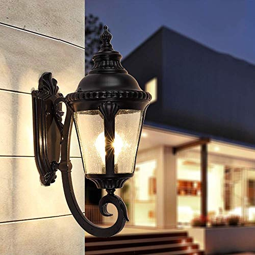 TTDGYYXW Vägglampor Lampetter Vägglampa IP54 Vattentätt glas Utomhus vägglampa Svart trädgård Uppåtgående vägg Lyktlampa Gemenskap staket väggspottar (höjd: 58cm)