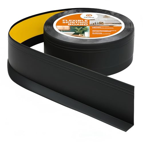 Quest sockellist mjuk PVC självhäftande 70x20 mm flexibel – svart, 5 m | Böjbar avslutningslist för kök och badrum, vattentät – tätar fogar vid vägg och golv, UV-resistent