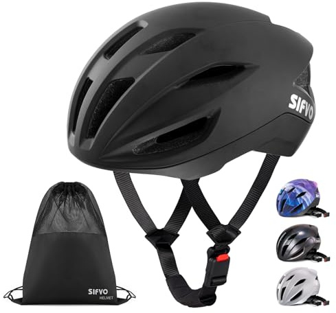 SIFVO Casco da bici da corsa, per adulti, con fibbia magnetica, regolabile, 56-61 cm, leggero, per uomo e donna