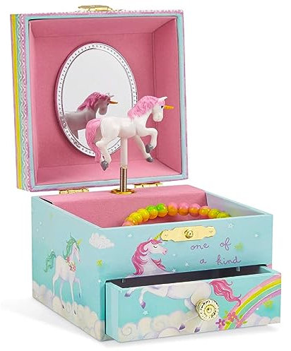 Jewelkeeper Schmuckkästchen Mädchen mit Drehendem Einhorn, Musik-Schatulle, Spieluhr Mädchen, Schmuckaufbewahrung, Regenbogendesign mit Schubladen - Einhorn Liebhaber Geschenk