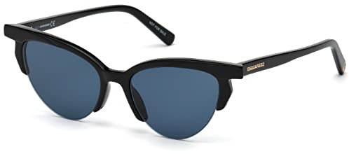 Dsquared2 Unisex-Erwachsene DQ0298 01V 51 Sonnenbrille, Schwarz (Nero Lucido/Blu)