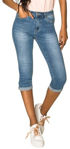 Nina Carter P132 - Pantalones vaqueros para mujer, corte ajustado, cintura alta, aspecto desgastado, efecto lavado