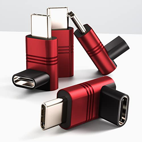 90 Graders Rätvinkel USB C Adapter, (4-pack) Upp&Ned PD 240W 20Gbit/s USB Type C 3.2 Gen2 Hane till USB C Hona 4K Video Förlängare, Rät vinkel Type C Omvandlare för Galaxy S25 S24, MacBook Pro