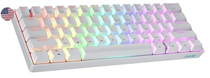 Geeky GK61 60% | Hot Swappable Mechanische Gaming-Tastatur | 61 Tasten Multi Color RGB LED Hintergrundbeleuchtung für PC/Mac Gamer| ANSI US Amerikanisches Layout (Weiß, Mechanical Brown)