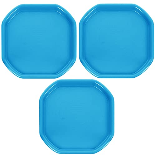 CHPL Fun Play Sand Pit Tray Plastic Small Mixing Tray 70cm x 70cm Assorted Tuff Tray Messy Activities For Cement Mortar and Sand Plastering - (Set Of 3, Sky Blue)