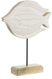 Home ESPRIT Figura Decorativa Blanco Natural Pez Mediterráneo 18 x 5 x 24 cm