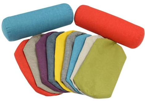 Housse de coussin cylindrique en lin, housse ronde pour coussin de soutien pour tout le corps, pour mousse à mémoire de forme, mousse déchiquetée/coton (bleu, 15 x 45 cm)