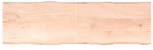 CIADAZ Tischplatte 200x60x4 cm Massivholz Eiche Unbehandelt Baumkante, Arbeitsplatte, Holzplatte, Schreibtischplatte, Waschtischplatte, Küchenarbeitsplatte