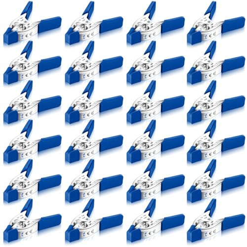 Honeydak 24 Pcs 4 Spring Clamps 1.5 Jaw Opening Metal Spring Clamps Heavy Duty Clips Strong for Woodworking Backdrop Photography Furniture Crafts (Blue)