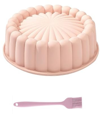 NIYATA Silicone Cake Mould 8 Inch, Nonstick Round Baking Mould, Mold Fluted Cake Pan for Baking, Reusable and Flexible Baking Trays for Strawberry Shortcake, Cheesecake, Muffins, and Puddings