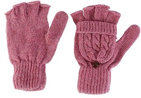 AOKWAWALIY Mitaines Femme En Laine Rose Moufles Convertibles Hiver Mitaines Chaudes à Doigts -longs Moufles De Poignet Accessoires De Mode Pour Femmes Activités Air