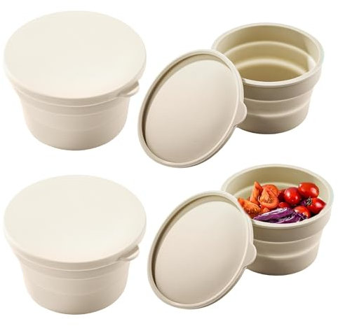 Cestas para hornear pan de masa de masa natural, recipientes para la prueba de masa de pizza de silicona | 4 recipientes para masa - Cuencos para la fermentación del pan de levadura