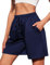 Jezonga Shorts Sport Femme Été Pantalon Court en Coton Taille Haute Short de Sport Jogging avec Poche Profonde Casual Décontracté Mode Plage Lounge Gym Fitness Course à Pied