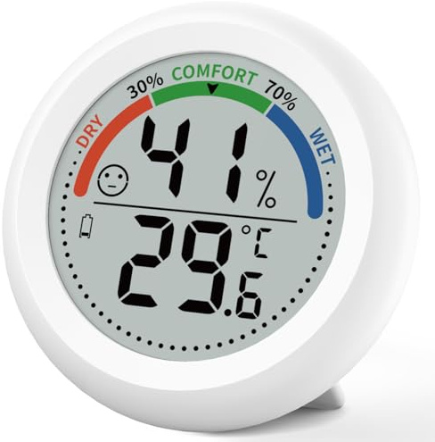 Digitales Thermometer und Hygrometer für zu Hause–Präzise Überwachung der Raumtemperatur und Luftfeuchtigkeit mit Komfortanzeige und Gesichtssymbol, großes Display für Gewächshaus, Babyzimmer, Humidor