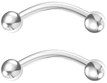 Body CAC Titanio 2 pezzi 16G(1.2mm) Curvo Barbell Banana Barbell,Rook Ponte Elica Sopracciglio Anelli Piercing Gioielli 8mm Tono argento