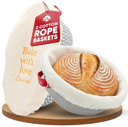 Cestino Lievitazione Pane Set 2 Pezzi – Cestini per Lievitazione Pane Rotondo & Ovale in Corda di Cotone con Fodere Lavabili, Cestino da Lievitazione Artigianale
