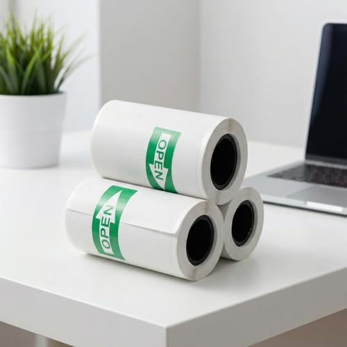 3 rullar termiskt självhäftande transparent papper, 57 mm x 3 m | 25 mm diameter för bärbar miniskrivare, snabbkamera, fotoetiketter, inget bläck robust och lätt att använda