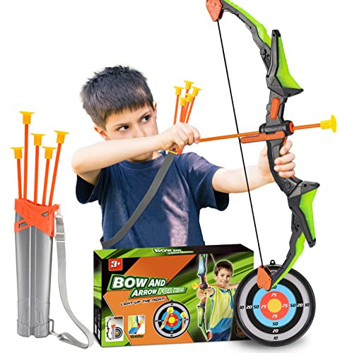 Toyokid arco y flecha para niños, juguete a partir de 3 4 5 6 7 8 9 10 11 12 años, juguete para niños a partir de 3-6 años, regalo para niñas de 3-10 años, juegos al aire libre para niños, tiro al