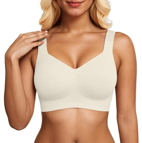 Sileor Soutien Gorge sans Armature, Seconde Peau Ultra-Doux, sans Couture, Maintien Naturel, Bretelles Réglables Antidérapantes