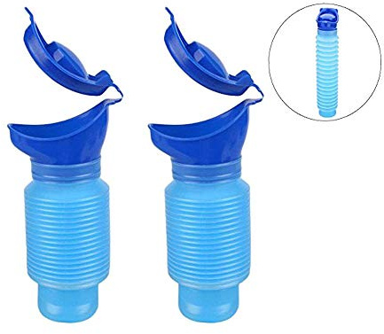 ICYANG 2 pezzi orinatoio portatile pieghevole di emergenza maschio e femmina, viaggio guida all'aperto campeggio auto toilette pipì bottiglia per bambini anziani, 750 ml