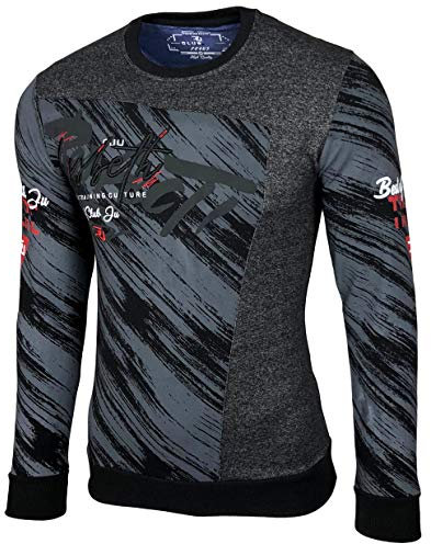 Baxboy Herren Pullover Hoodie Sweatjacke Longsleeve Sweatshirt Jacke Langarm Kapuzenpullover Hoody Sweater 2628, Farbe:Schwarz_1, Größe:2XL