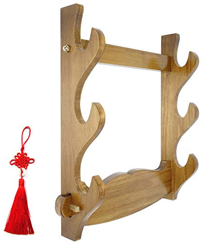 SOFIALXC Sword Holder Wall Mount Samurai Swords Wall Display Sword Katana Display Holder Stand Bracket Sword Weapon Rack Hanger,3Tier