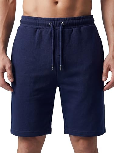 Love My Fashions Men's Shorts tarley Fleece Jogging Sweat Shorts with Pockets Jogger Shorts Men Drawstring Comfy Jersey Shorts for Men UK Navy