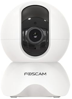 Foscam 5 MP Caméra Surveillance WiFi Intérieur, Pan-Tilt avec 6 Zoom numérique, Audio bidirectionnel, Vision Nocturne, détection Mouvement/Personne, Assistant Vocal, Moniteur bébé Blanc Paquet 1 X5