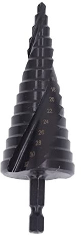 Brocas escalonadas Milwaukee Brocas escalonadas para Metal Brocas para Acero, Brocas escalonadas HSS Ranura Helicoidal Pagoda Agujero Herramienta de varilla hexagonal para metal negro (15