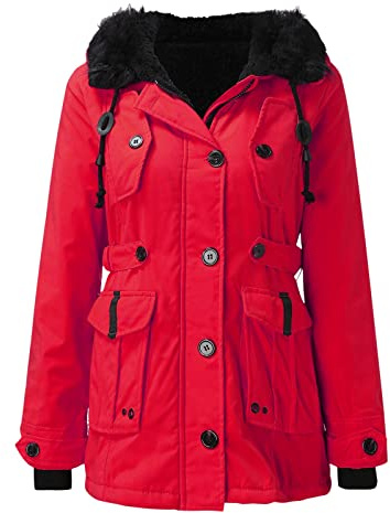 Henagehde Damenjacke, Winter, große Größe, Winterjacke, Outdoor-Kleidung, mit Kapuze, Trenchcoat, dick, warm, gefüttert, Pelzmantel, für Damen, Wintermantel, gefüttert