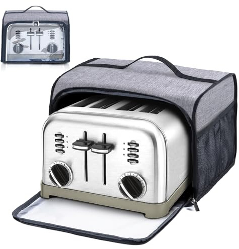 Copertura per tostapane con base per 4 fette larghe, coperture antipolvere compatibili con Cuisinart 4 fette, sacchetti per tostapane con chiusura a cerniera (solo copertura)