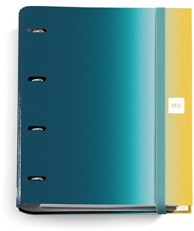 Miquelrius - Ringbuch A4, Ringbuch mit 4 Ringen + 100 Blatt 90 g/m² kariert 5 mm kariert, Ordner mit Gummizugverschluss, Aurora Iceland Collection