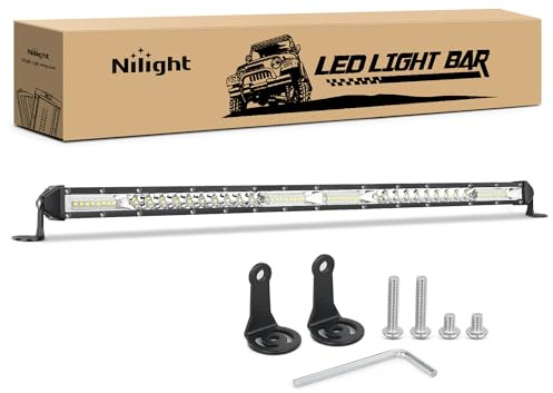 Nilight Slim LED Light Bar 21 Inch 52LED Single Row Spot Flood Combo Fog Driving Work Lighting Roof Bumper Lamp Offroad for 4x4 Trucks SUV ATV UTV
