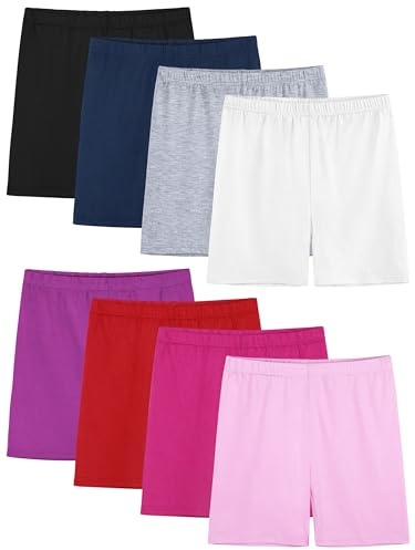 FEOEOR 8 Pack Girls Shorts Bike Shorts Toddler Biker Cartwheel Multi-Color Dance Under Dress Girls Clothes Mixed Color H 5-6Y