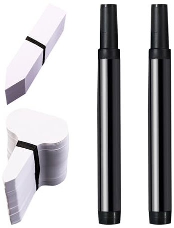 Lot de 200 Étiquettes Blanches pour Plantes avec 2 Marqueurs Noirs - en Dentelle, Forme de T - pour Enregistrement de la Croissance des Plantes