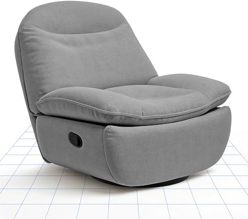 FLEXISPOT XC6 Sillón Relax, Sófa Giratorio con Función Balancín, Sillon TV con Respaldo Ajustable, Silla Reclinable para Dormitorio, Salón y Cine en Casa (Gris Claro)