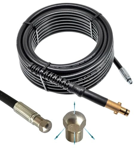 M&M Smartek Manguera de limpieza de tuberías para/compatible con Nilfisk Alto Gerni para desagüe de inodoro, sifón de desagüe, conexión de 1/8 pulgadas, manguera de limpieza de alta presión (boquilla