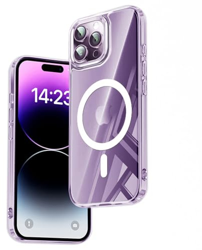 TEOPHA Magnetic Clear Case for iPhone 14 Pro (6.1-Inch) Compatible with MagSafe, Shockproof Anti-Scratch Phone Bumper Cover for iPhone 14 Pro - Clear