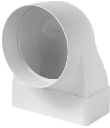 Repa Market Connettore rettangolare a 90°, 120 x 60 mm, per tubo di ventilazione rotondo, 100 mm, in plastica ABS, per riscaldamento, raffreddamento, canale piatto, condotto di ventilazione rotondo
