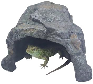 FLZOOY Reptile Hide Caves Tortoise Rock Hideout Aquarium Hiding Cave | Habitat Decoration for Turtles Lizard Spider Frog Fish Amphibians 20.5 x 15.5 x 11cm