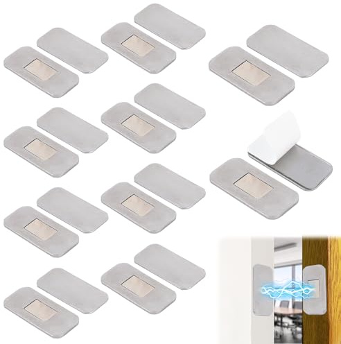 10 Packs Magnetic Cabinet Door Catch, Stainless Steel Adhesive Drawer Magnets Latch Stay Closed Closure No Drill for Bathroom Vanities Wardrobes & Desk Drawers, Easy Installation