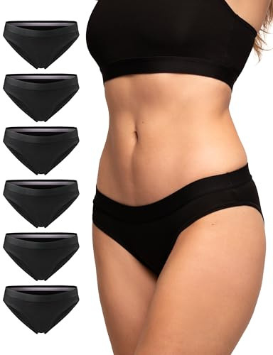 DANISH ENDURANCE Culottes en Coton Bio, Lot de 6, Noir, 2XL